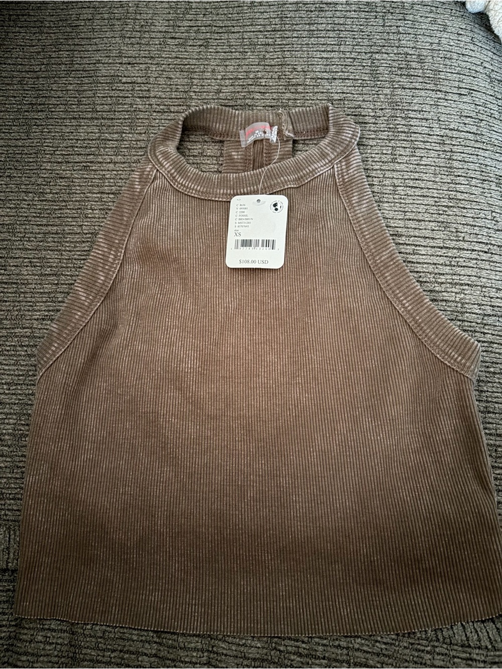FP Movement by Free People Ribbed Mock Neck Tank in Taupe